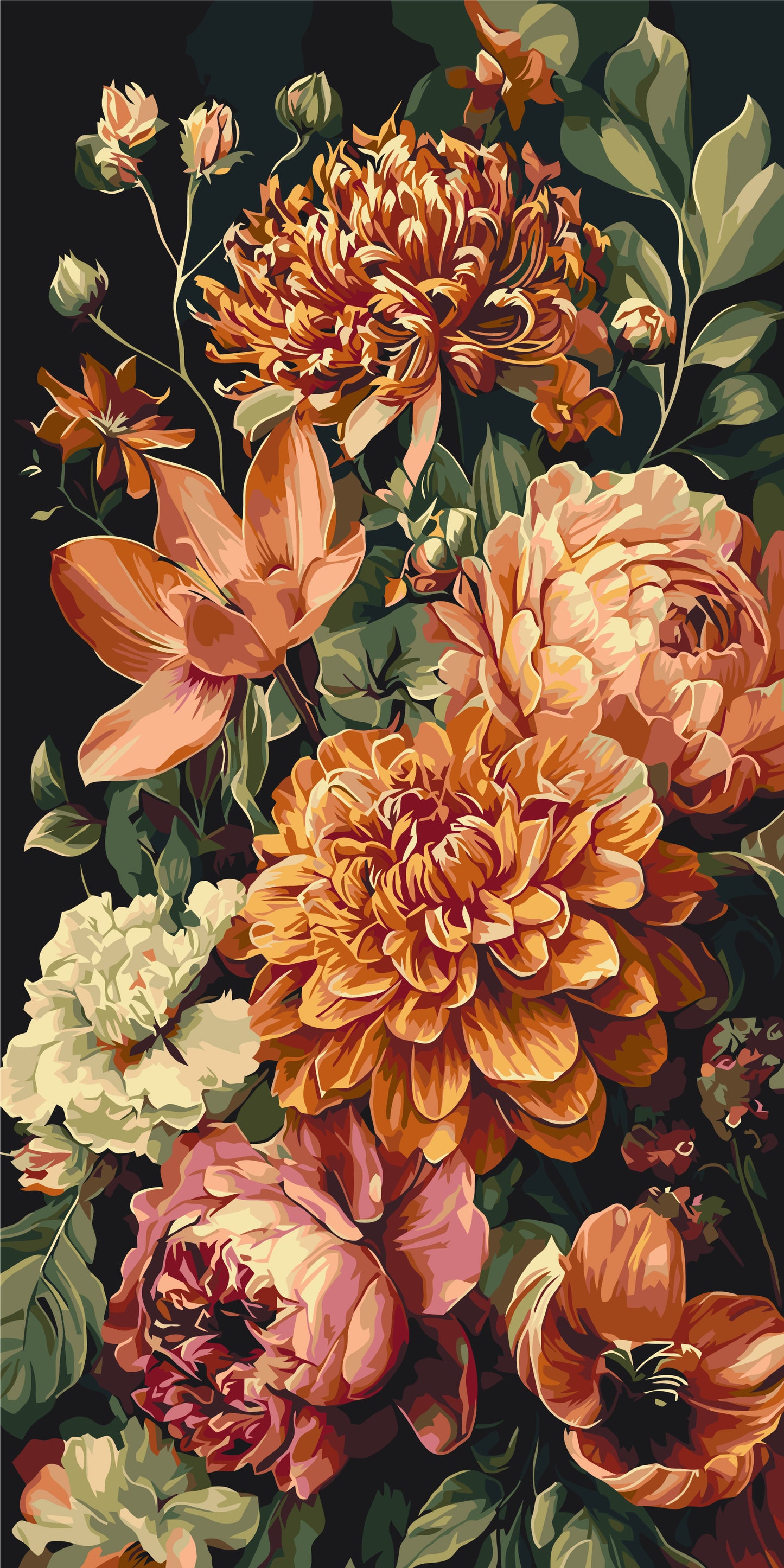 Maľovanie podľa čísel na ráme 40*80 cm - Ušľachtilá kytica - Kvety - LW 5196