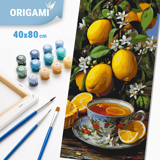 Paint by Numbers on a 40x80 cm frame - Tea in a Lemon Garden - Still Life - LW 5197