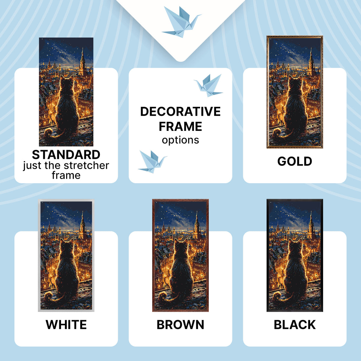 Paint by Numbers on a 40×80 cm Frame – Cat Above the City Lights – Landscape/Animals – LW 5199