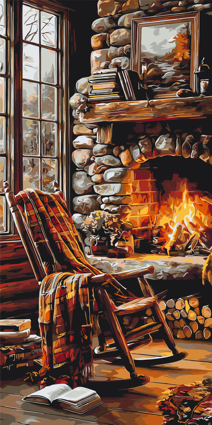 Maľovanie podľa čísel na ráme 40*80 cm - Domáci krb - Zátišie - LW 5202