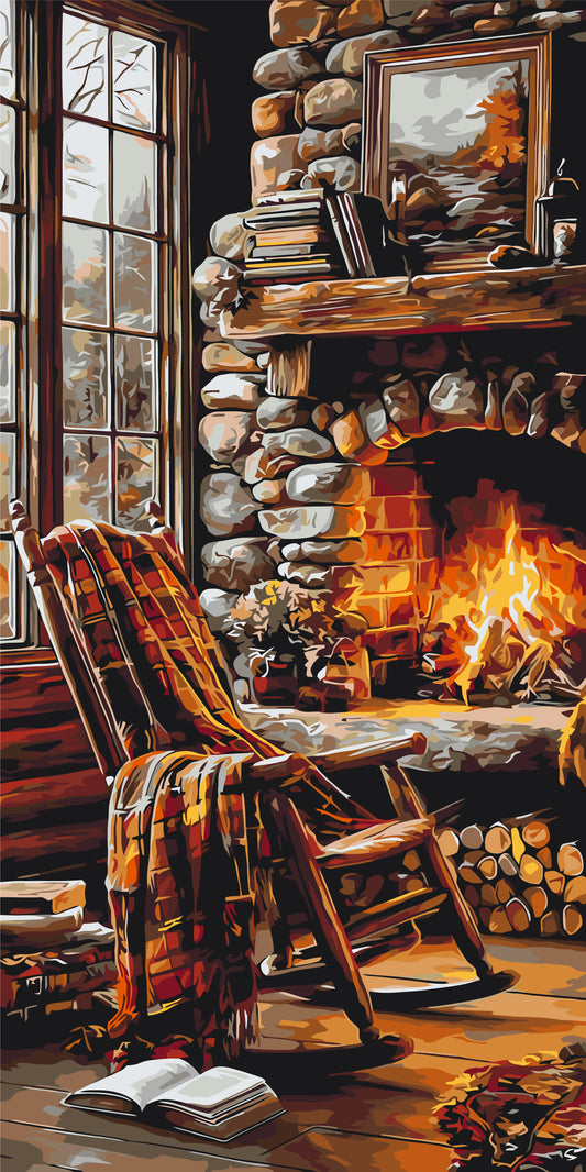 Maľovanie podľa čísel na ráme 40*80 cm - Domáci krb - Zátišie - LW 5202