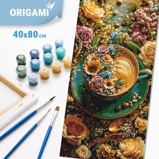 Paint by Numbers on a 40x80 cm frame - Flowers and Coffee - Flowers - LW 5203