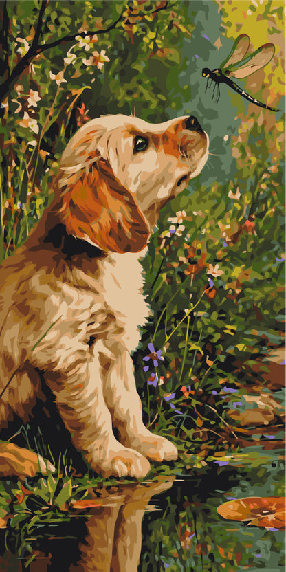 Maľovanie podľa čísel na ráme 40*80 cm - Psík a hmyz - Zvieratá - LW 5204