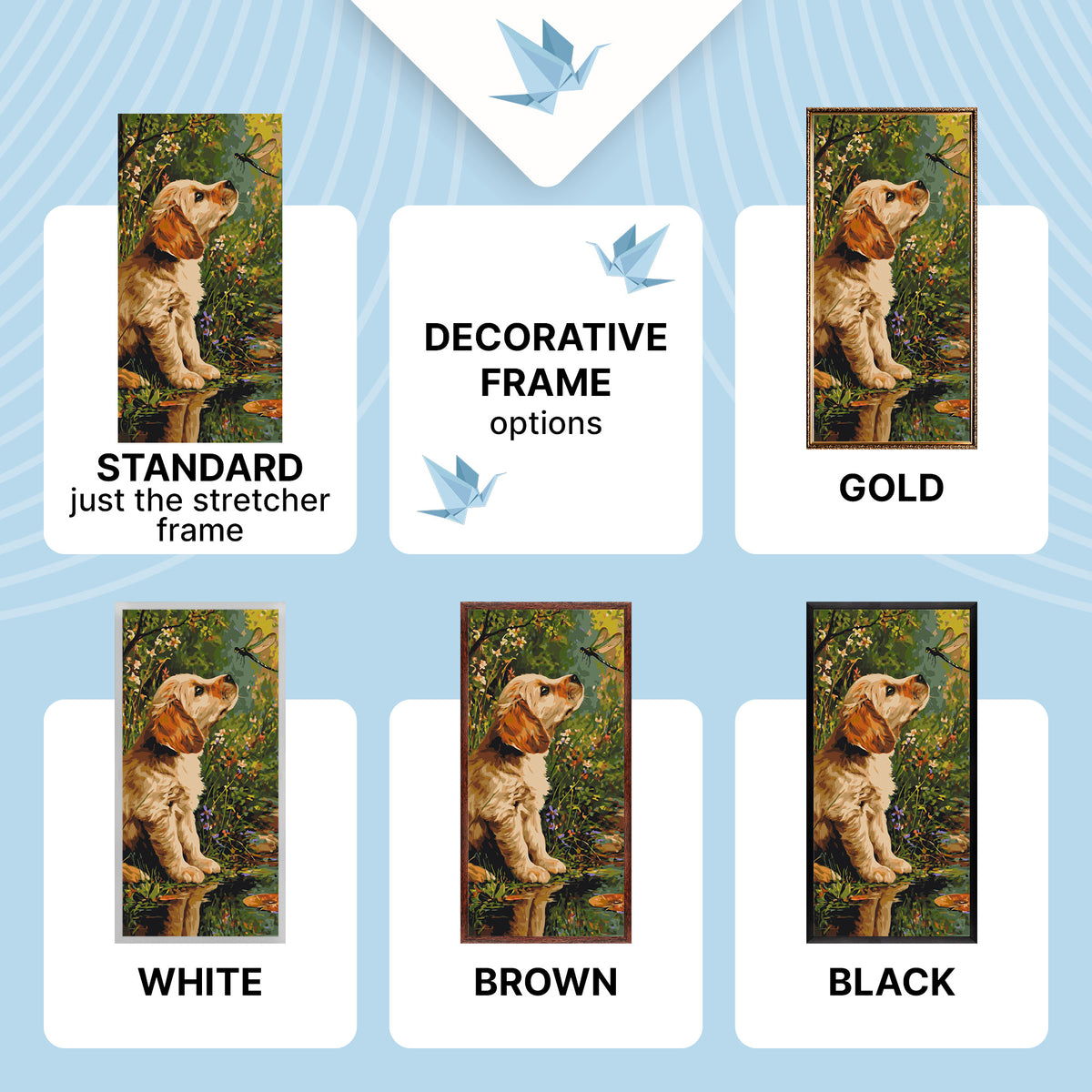Paint by Numbers on a 40×80 cm Frame – Puppy and Insects – Animals – LW 5204