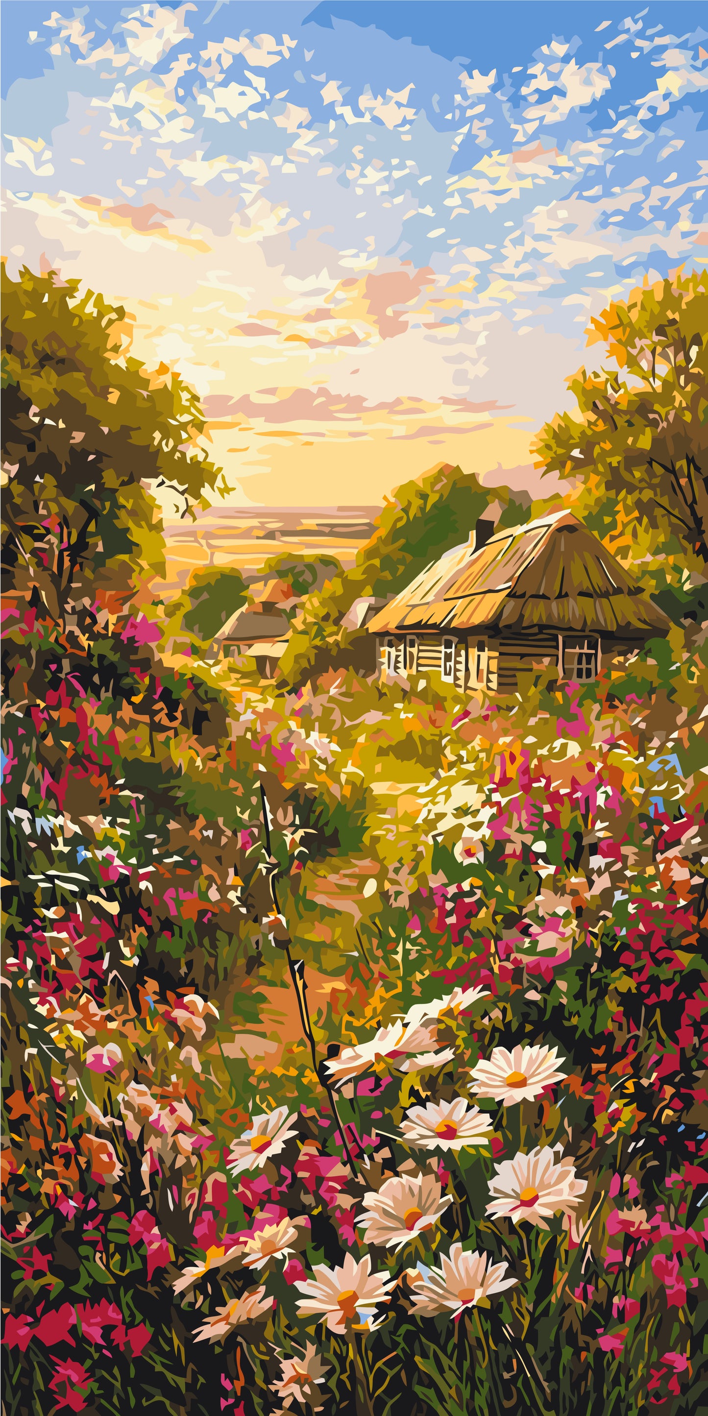 Maľovanie podľa čísel na ráme 40*80 cm - Cesta domov - Krajinka - LW 5205