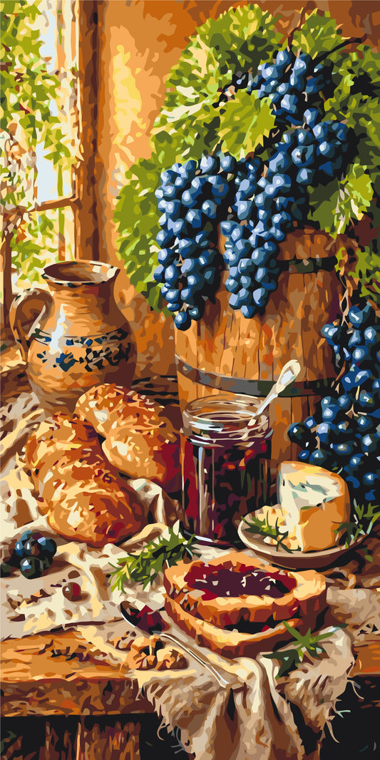 Maľovanie podľa čísel na ráme 40*80 cm - Hroznová symfónia - Zátišie - LW 5208