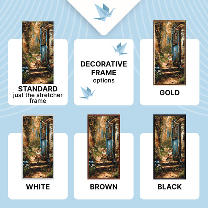 Paint by Numbers on a 40×80 cm Frame – Cat by the Old Gate – Landscape/Animals – LW 5210