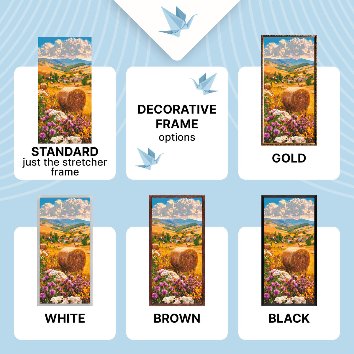 Paint by Numbers on a 40×80 cm Frame – Flowers in the Middle of the Harvest with Metallic Paints – Landscape/Flowers – LW 5211