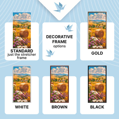 Paint by Numbers on a 40×80 cm Frame – Flowers in the Middle of the Harvest with Metallic Paints – Landscape/Flowers – LW 5211