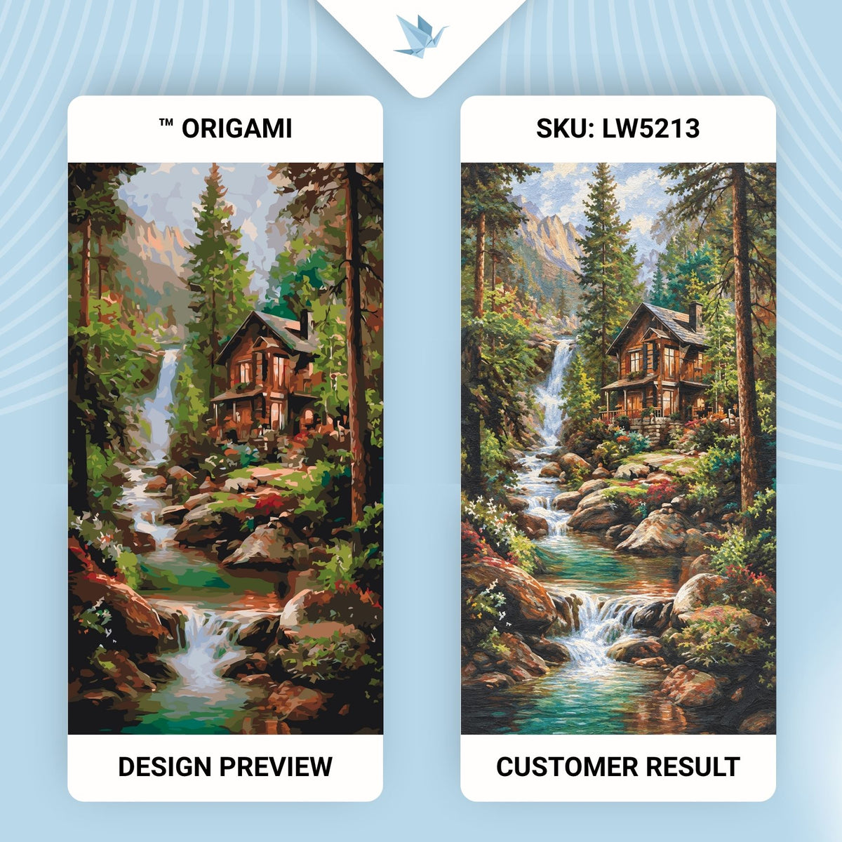 Paint by Numbers on a 40×80 cm Frame – Cottage by the Waterfall – Landscape – LW 5213