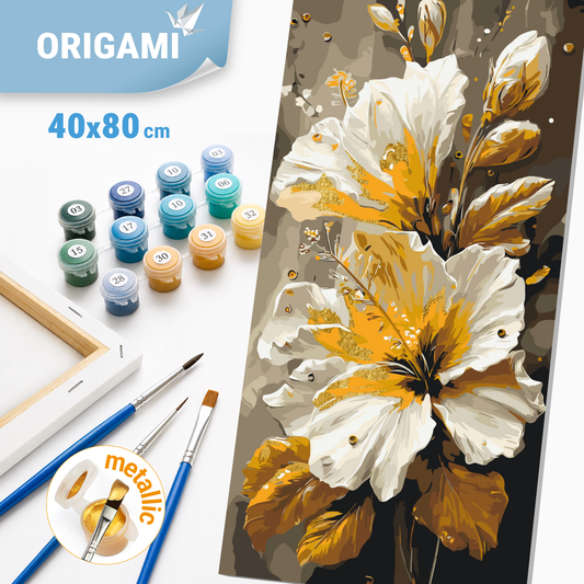 Paint by Numbers on a 40x80 cm frame - Luxurious Irises - Flowers with Metallic Paints - LW 5216