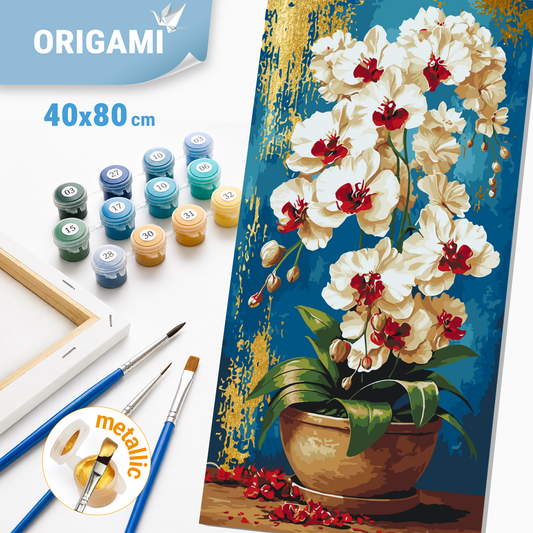 Paint by Numbers on a 40x80 cm frame - Royal Orchids - Flowers with Metallic Paints - LW 5217