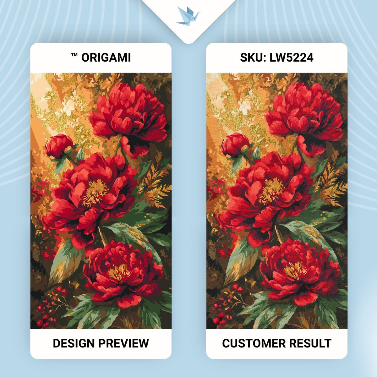 Paint by Numbers on a 40×80 cm Frame – Bright Peonies with Metallic Paints – Flowers – LW 5224