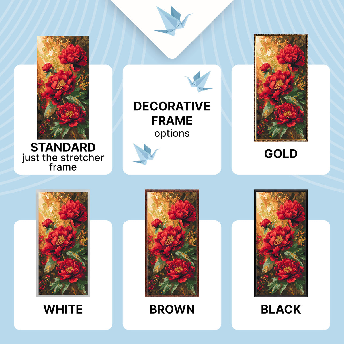 Paint by numbers – bright red peonies