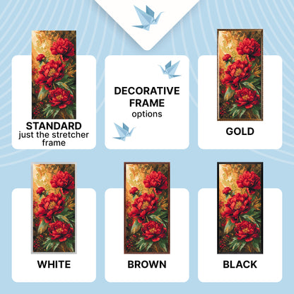 Paint by Numbers on a 40×80 cm Frame – Bright Peonies with Metallic Paints – Flowers – LW 5224