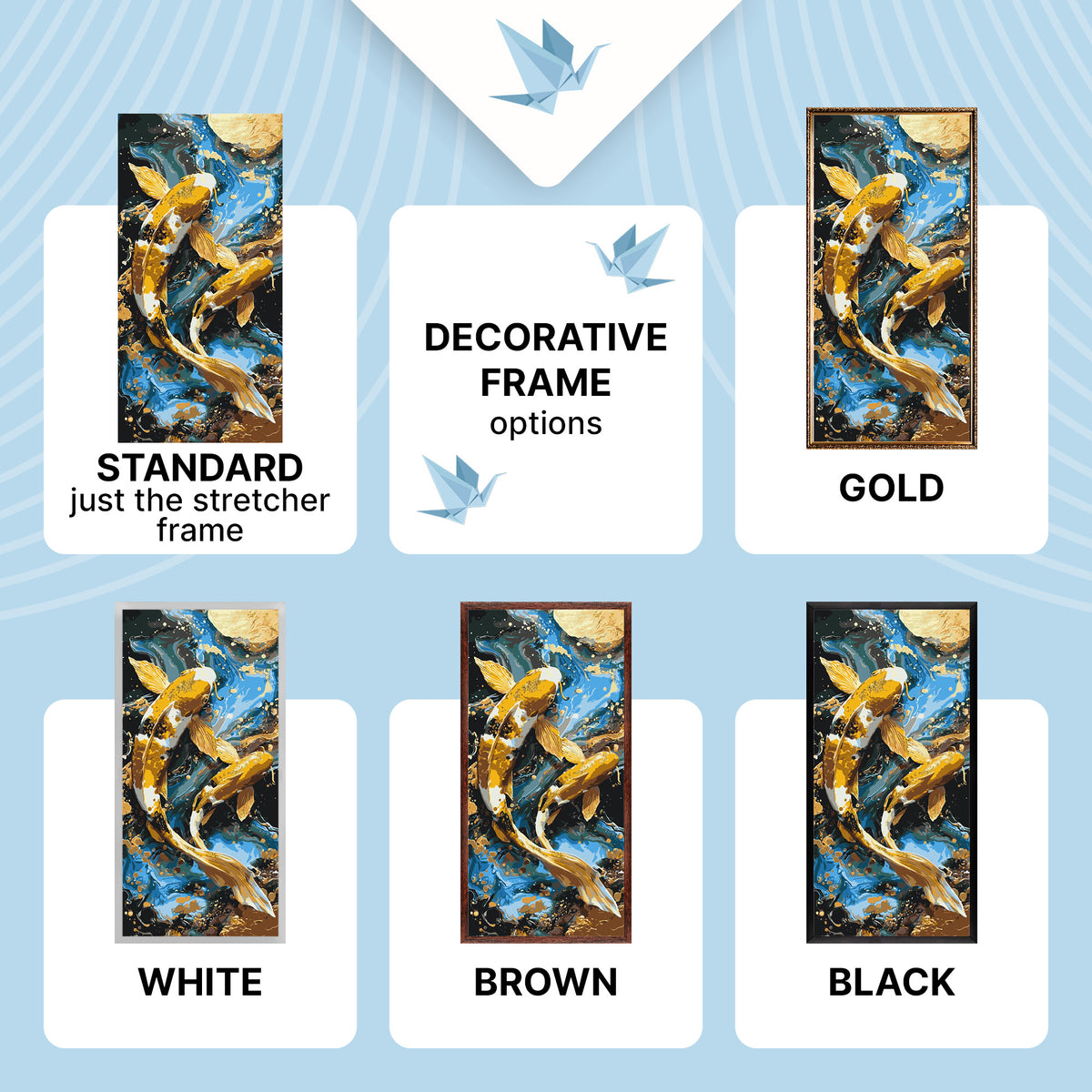 Paint by Numbers on a 40×80 cm Frame – Koi Fish with Metallic Paints – Animals – LW 5225