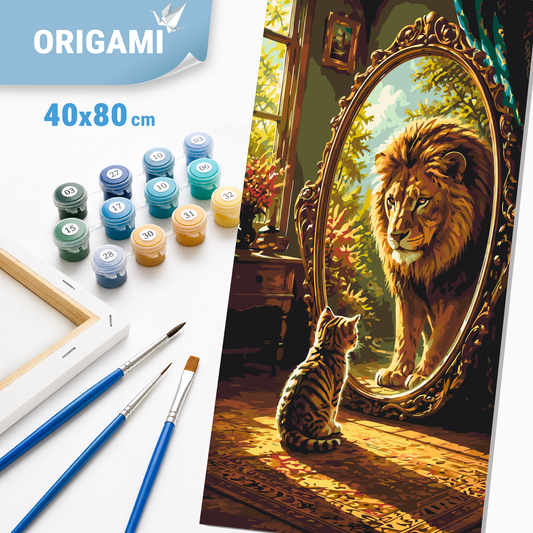 Paint by Numbers on a 40x80 cm frame - Seeing the Lion Within - Animals - LW 5227