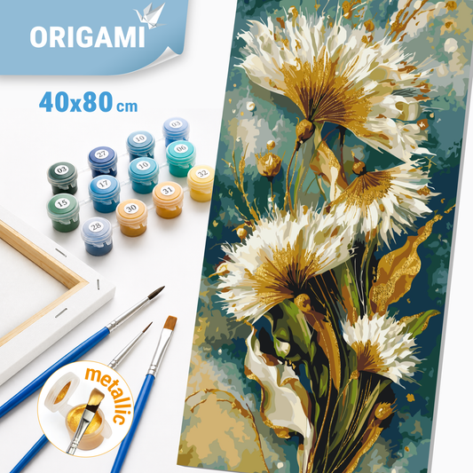 Paint by Numbers on a 40x80 cm frame - Dandelions - Flowers with Metallic Paints - LW 5233