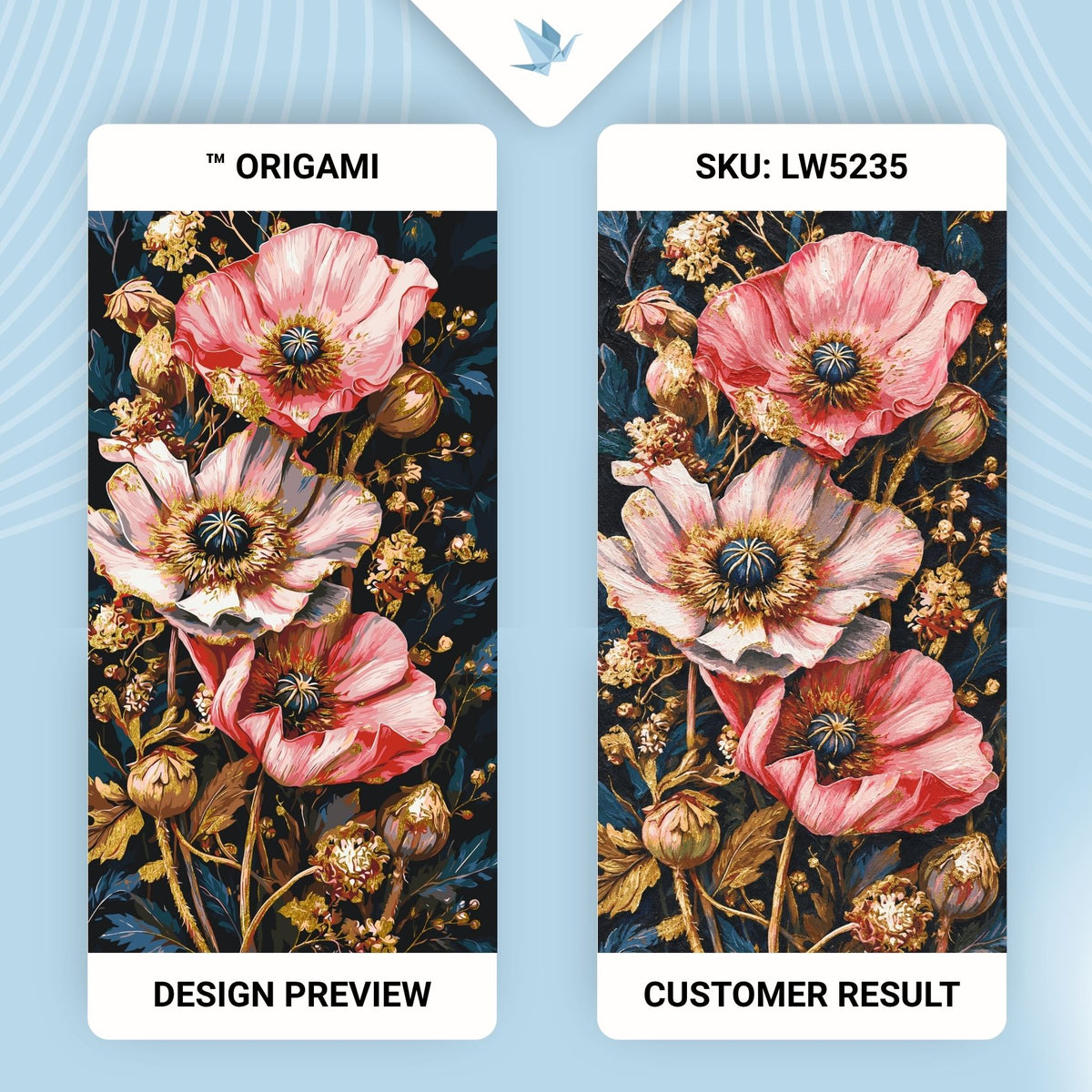 Paint by Numbers on a 40×80 cm Frame – Poppies with Metallic Paints – Flowers – LW 5235