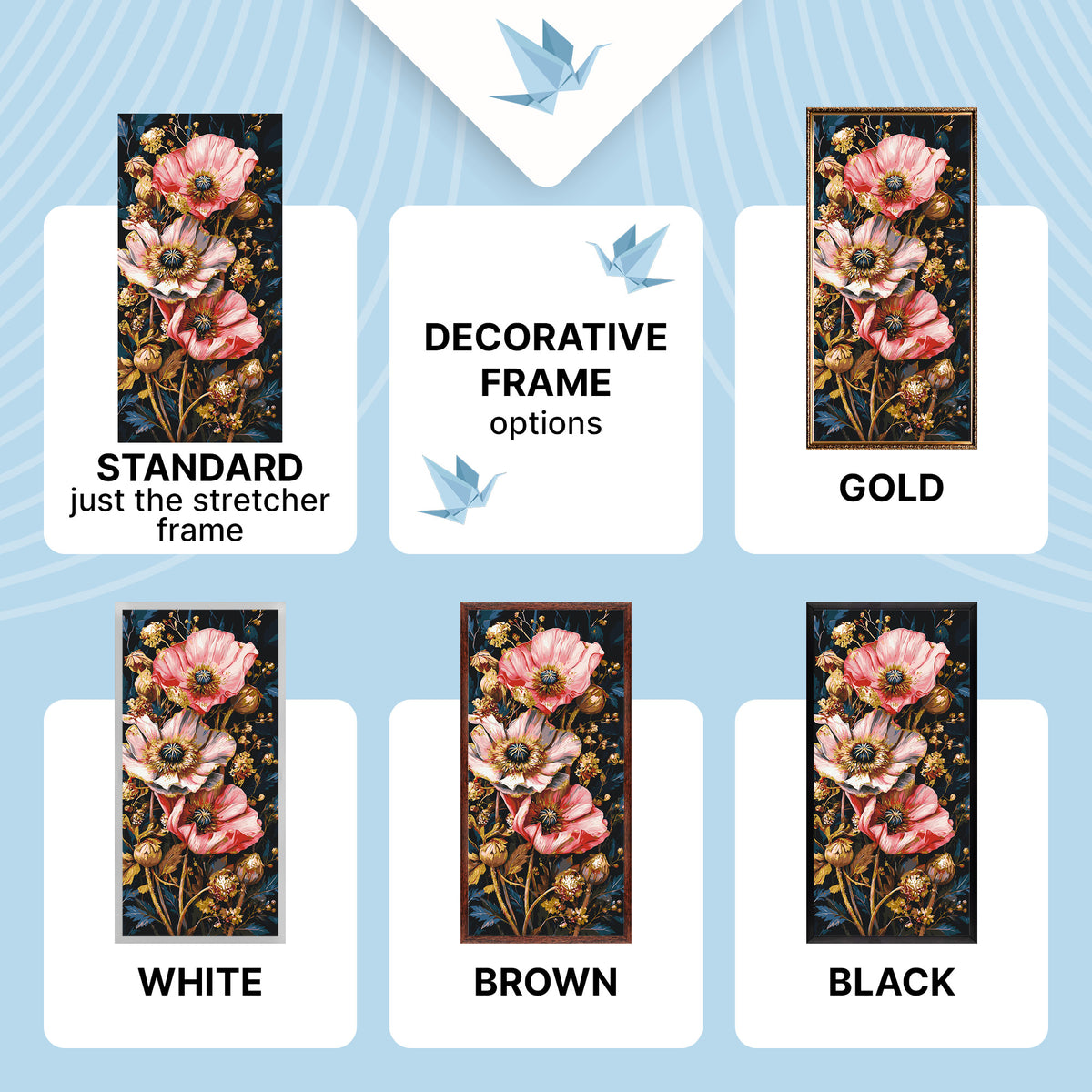 Paint by Numbers on a 40×80 cm Frame – Poppies with Metallic Paints – Flowers – LW 5235