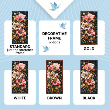 Paint by Numbers on a 40×80 cm Frame – Poppies with Metallic Paints – Flowers – LW 5235