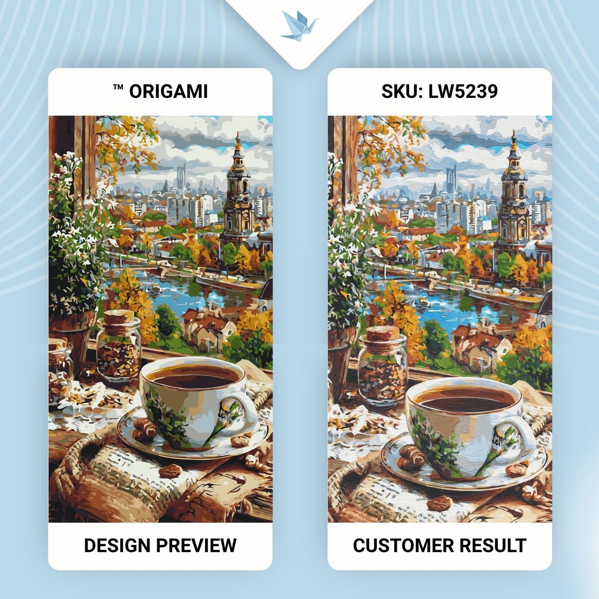 Paint by Numbers on a 40×80 cm Frame – Coffee with a View of the Old Town – Landscape/Still Life – LW 5239