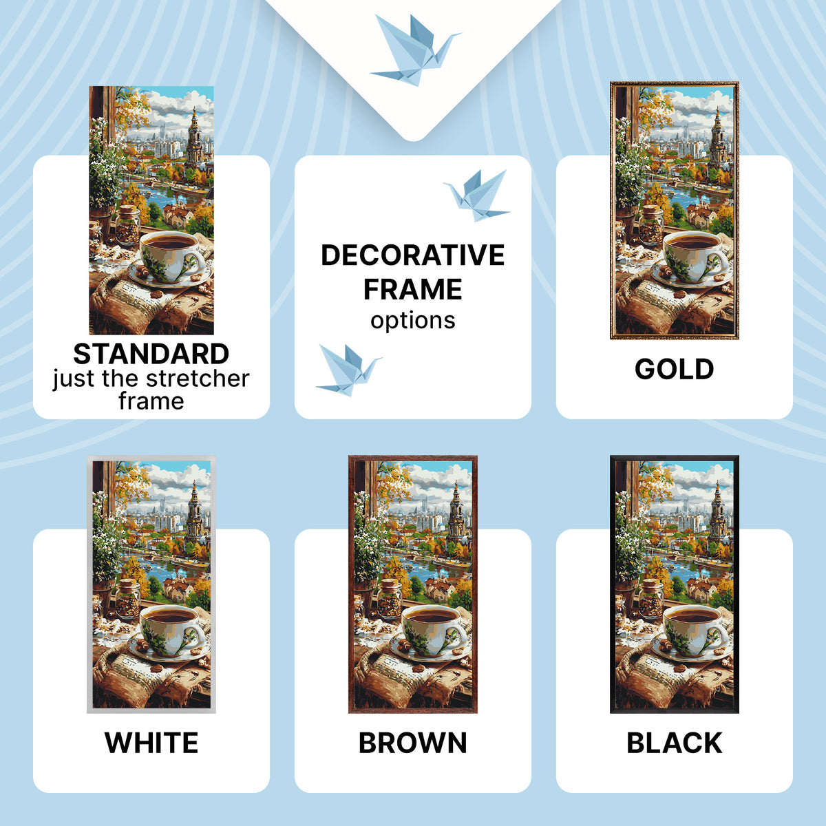 Paint by Numbers on a 40×80 cm Frame – Coffee with a View of the Old Town – Landscape/Still Life – LW 5239