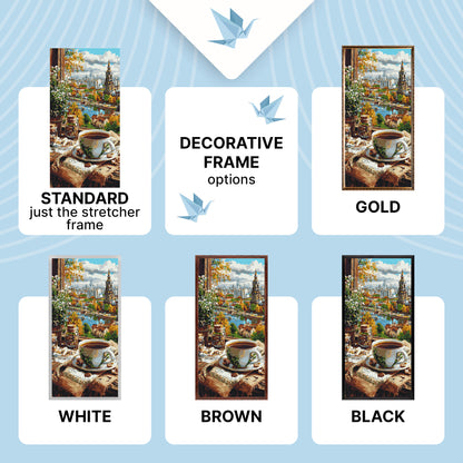 Paint by Numbers on a 40×80 cm Frame – Coffee with a View of the Old Town – Landscape/Still Life – LW 5239