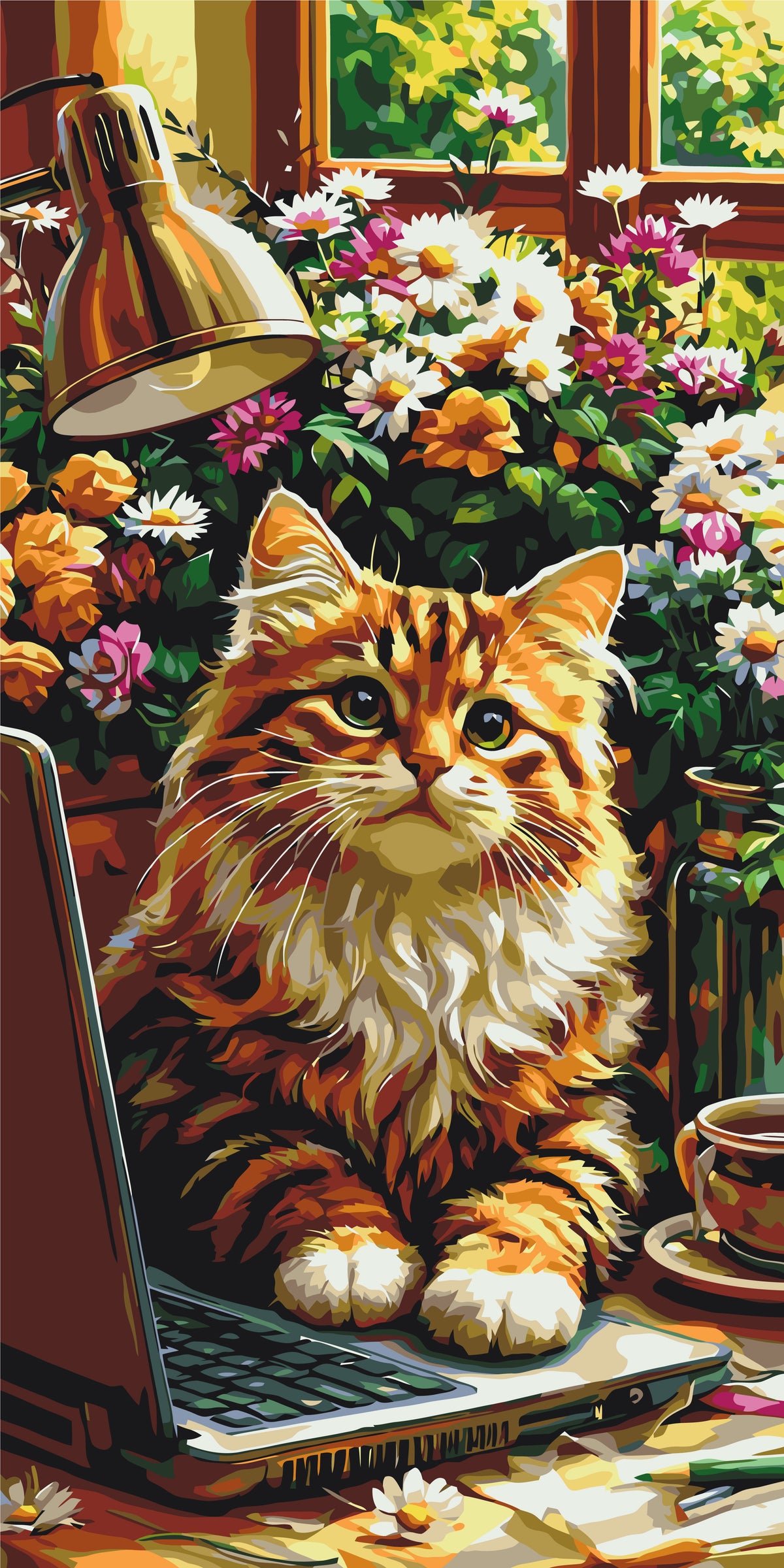 Fluffy Office Manager (Cat) – Flowers/Animals – LW 5246 | Paint by ...