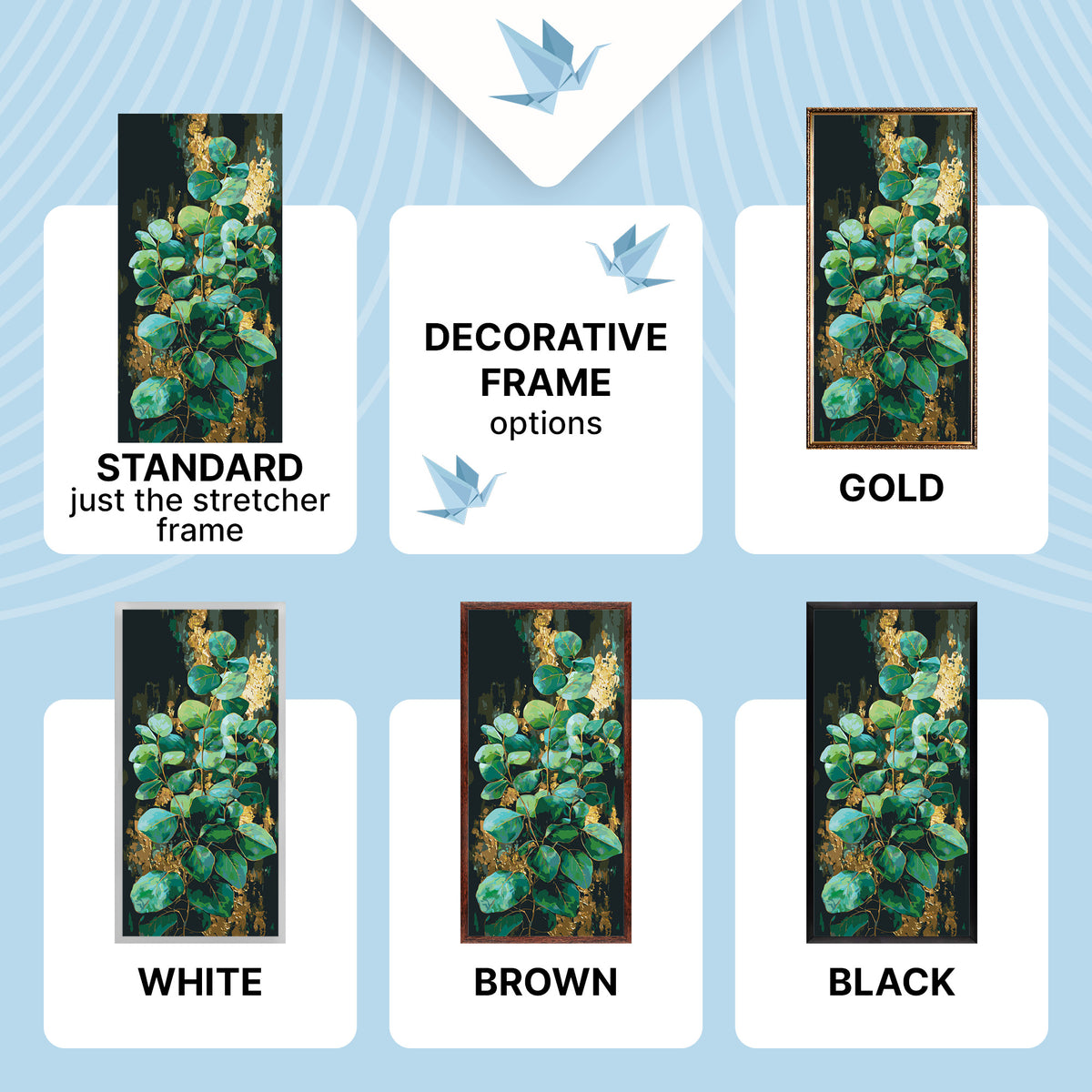 Paint by Numbers on a 40×80 cm Frame – Eucalyptus with Metallic Paints – Flowers – LW 5252