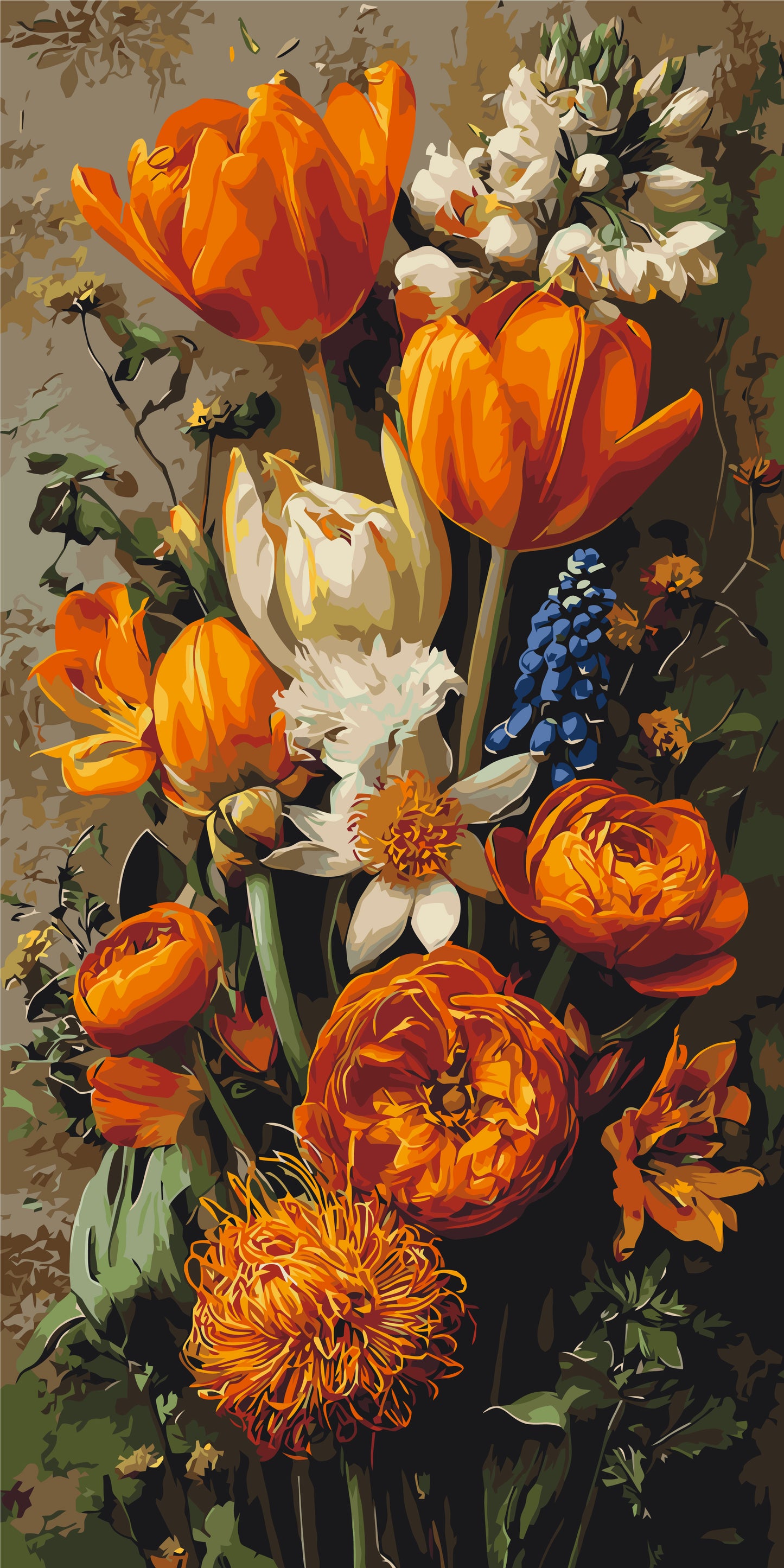 Maľovanie podľa čísel na ráme 40*80 cm - Jarné tulipány - Kvety - LW 5253