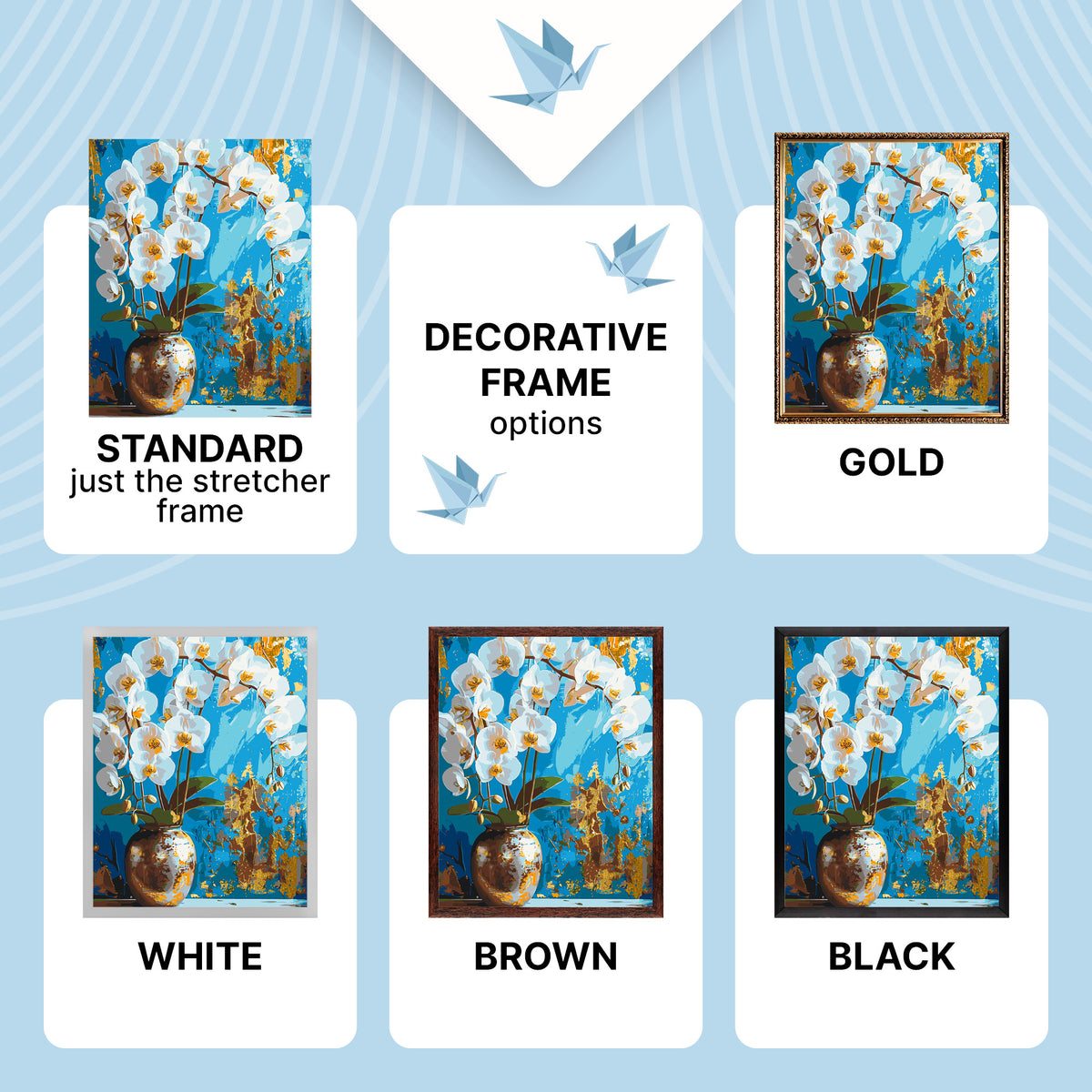 Paint by Numbers on a 40*50 cm frame White orchid. Flowers. With metallic paints LW 8100