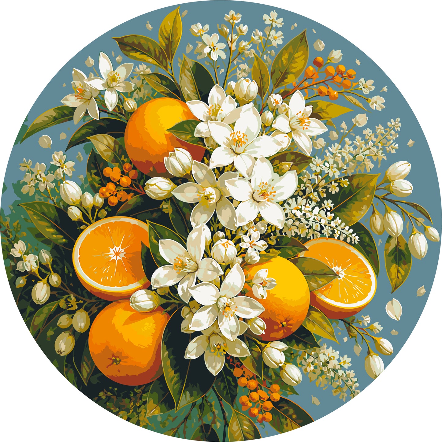Okrúhle maľovanie podľa čísel Ø45 cm Zátišie. Citrusová vôňa OR 2010