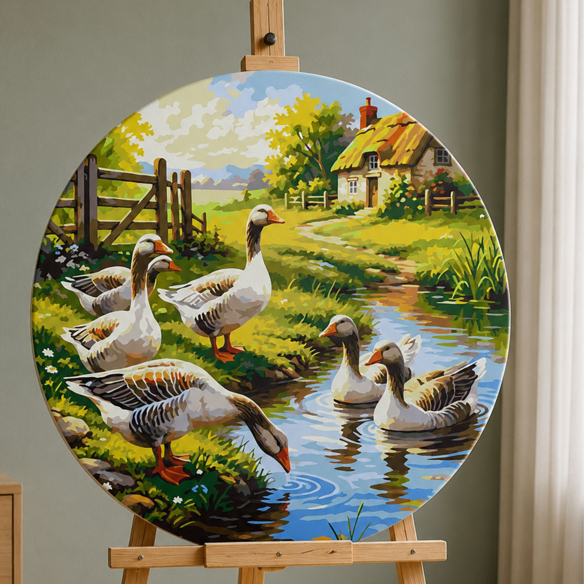 Round paint by numbers – geese by the water