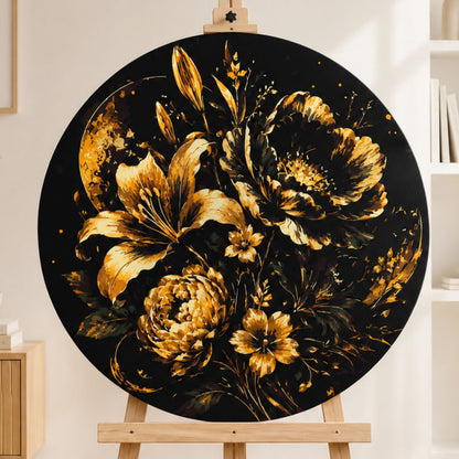 Round Paint by Numbers Ø45 cm – Lilies and Peonies with Metallic Paints – Flowers – OR 2043