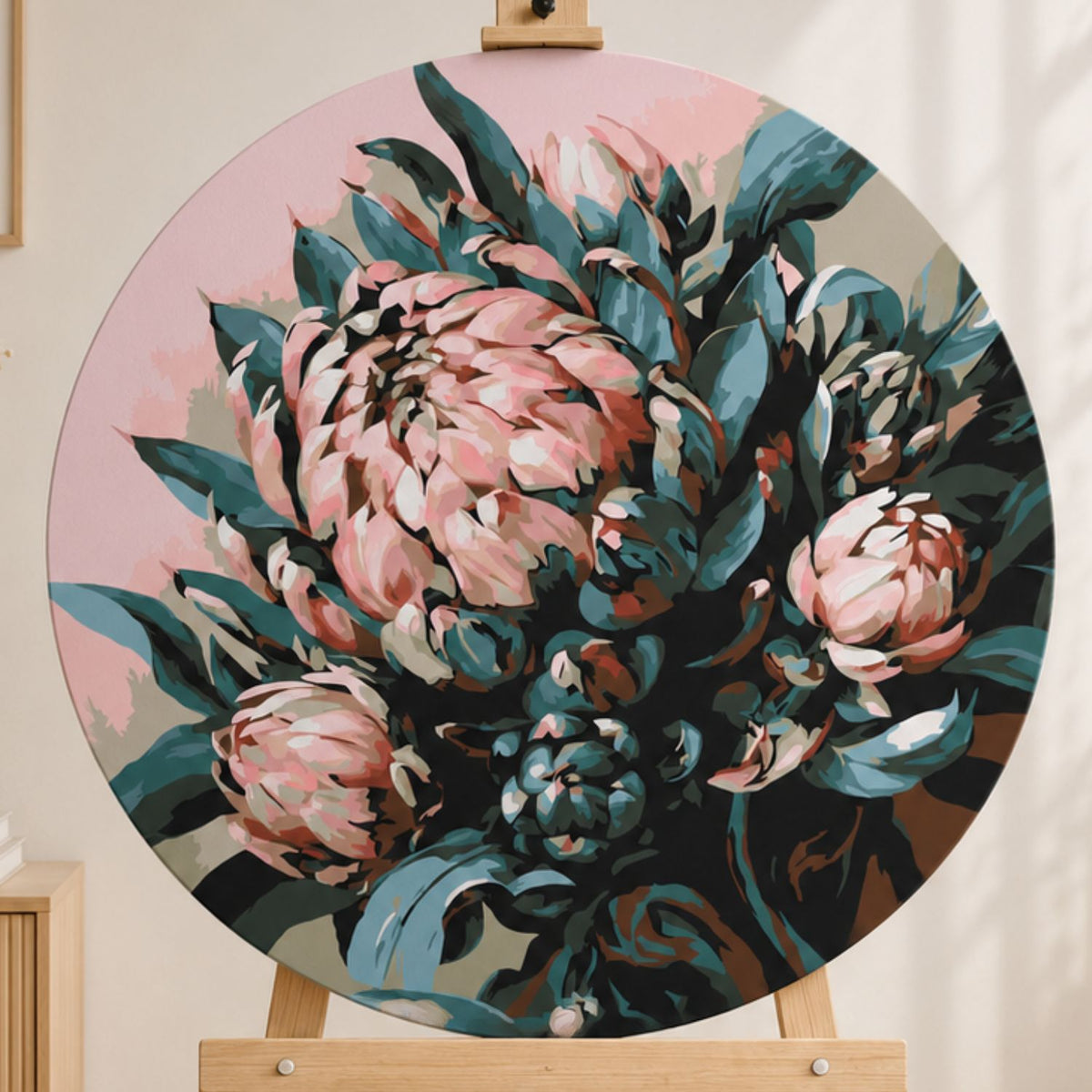 Round paint by numbers – delicate peonies