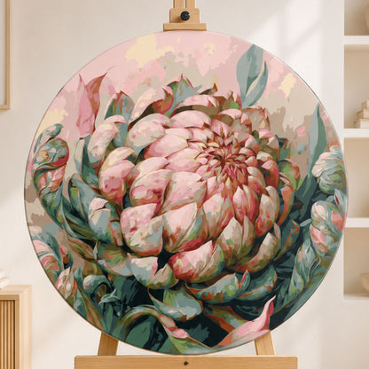 Round Paint by Numbers Ø40 cm – Enchanting Peony – Flowers – OR 2045