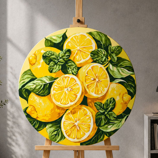 Round paint by numbers – lemons with mint