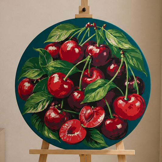Round paint by numbers – juicy cherries