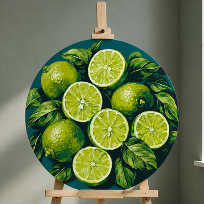 Round Paint by Numbers Ø35 cm – Juicy Lime – Still Life – OR 2054
