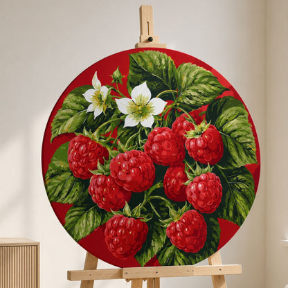 Round Paint by Numbers Ø35 cm – Juicy Raspberries – Still Life – OR 2055