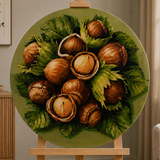 Round paint by numbers – ripe hazelnuts