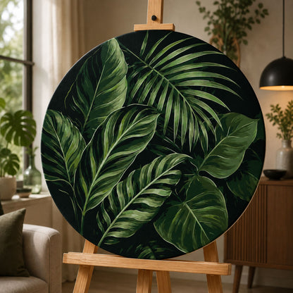 Round Paint by Numbers Ø35 cm – Tropical Leaves – Flowers – OR 2057