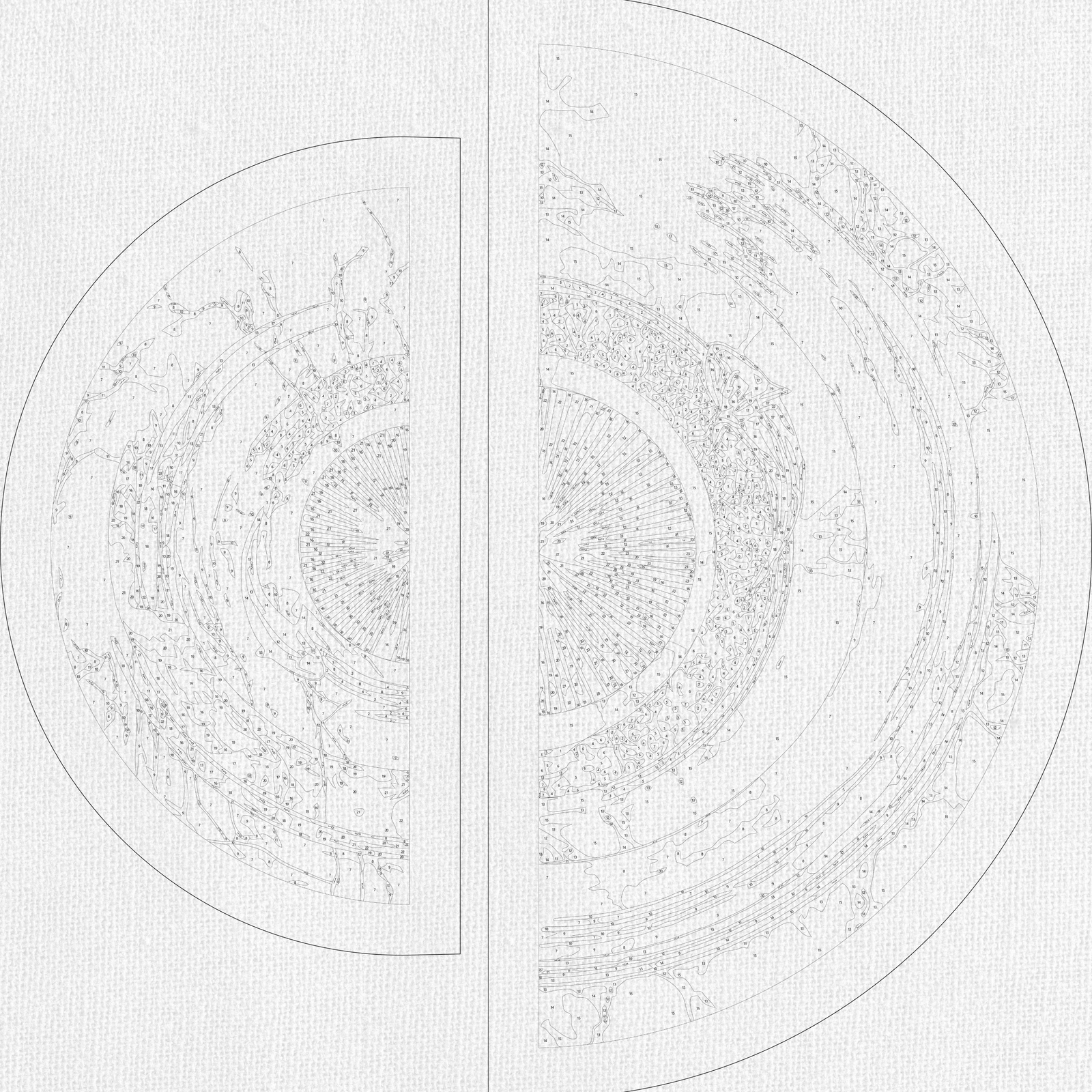 Paint by numbers on a 70*70 cm frame Balance of Opposites with Metallic Paints (semicircles) OSR 1001