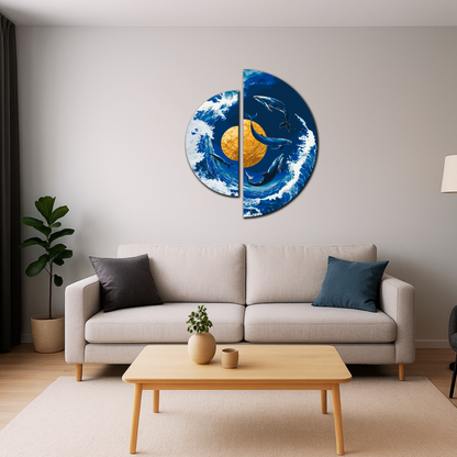 Paint by Numbers on a 70x70 cm frame Whale Dance by the Golden Planet with Metallic Paints (half-circles) OSR 1002