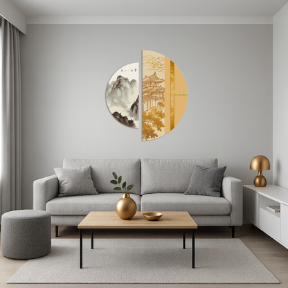 Paint by Numbers on a 70*70 cm frame Japanese Spirit with metallic colors (semicircles) OSR 1004