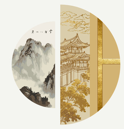 Paint by Numbers on a 70*70 cm frame Japanese Spirit with metallic colors (semicircles) OSR 1004