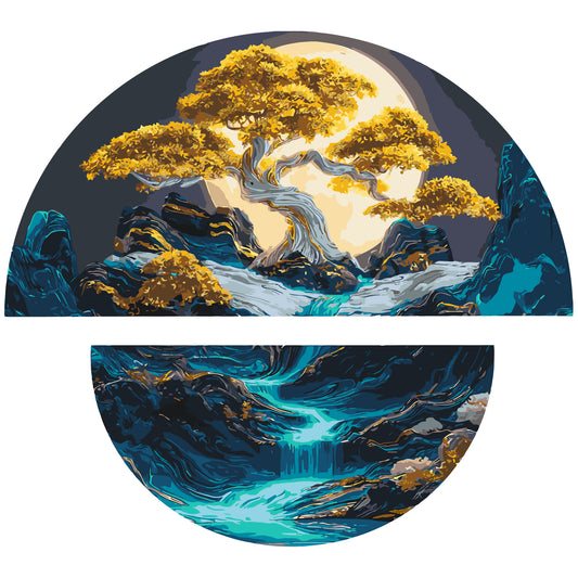 Paint by Numbers on a 70*70 cm frame Landscape. Night Harmony with Metallic Paints (Semicircles) OSR 1007
