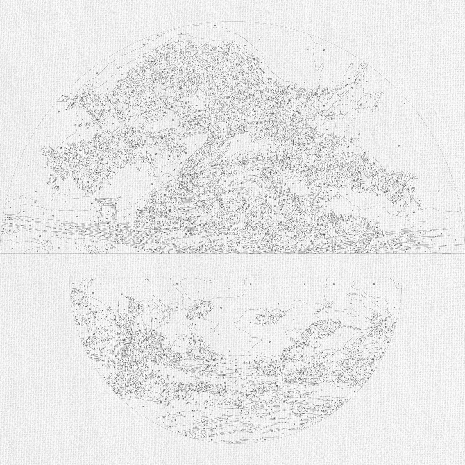 Paint by Numbers on a 70*70 cm frame Landscape. The magic of nature: land and sea with Metallic Paints (half-circles) OSR 1010