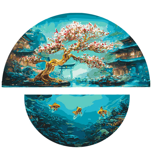 Paint by Numbers on a 70*70 cm frame Landscape. The Magic of Two Worlds with Metallic Paints (semi-circles) OSR 1011